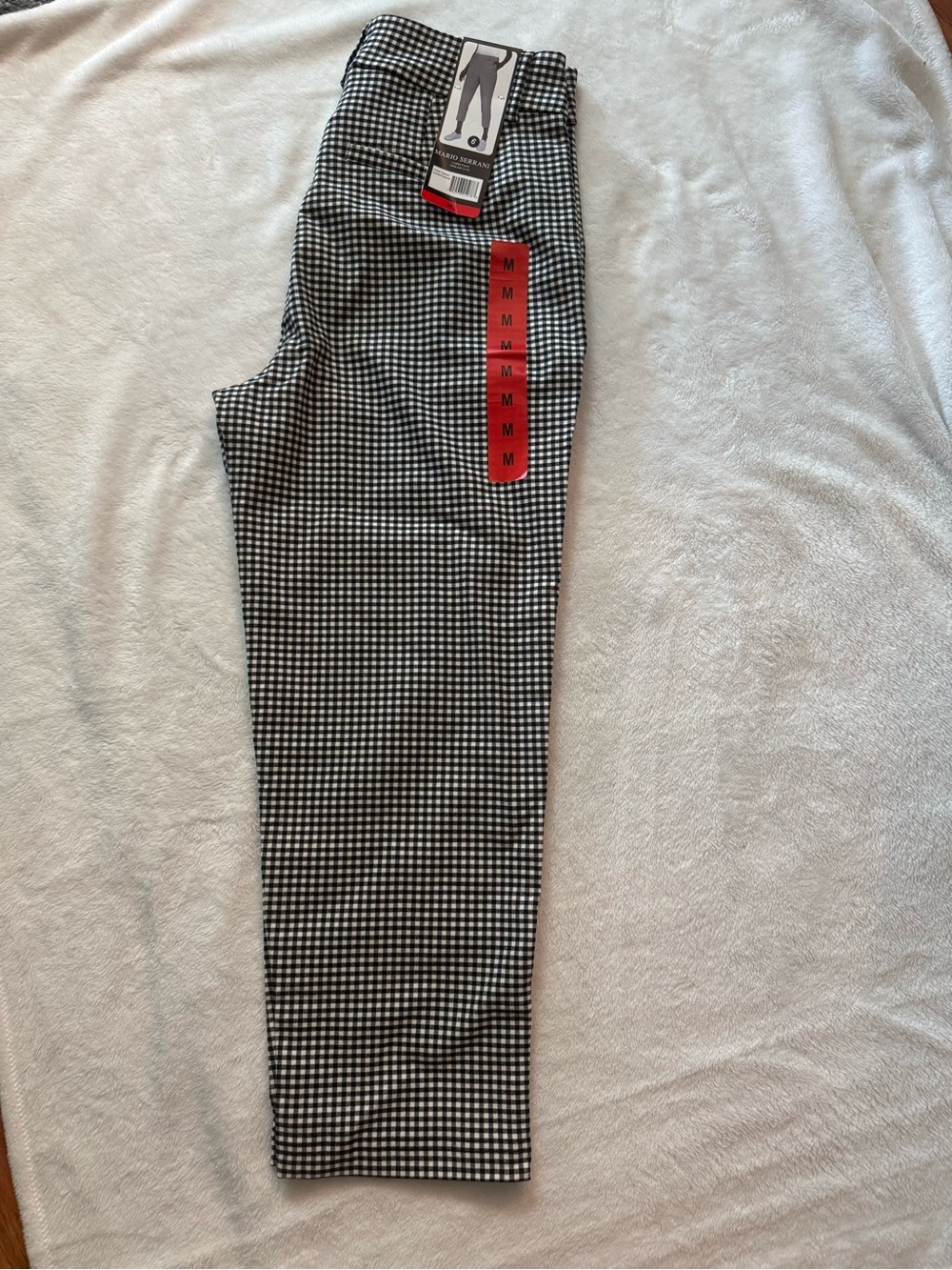 Mario Serrani Black and White Gingham Cropped Pants